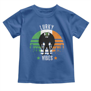 Funny St Patrick's Day Mothman Toddler T Shirt Lurky Vibes Shamrock Retro Ireland Flag TS11 Royal Blue Print Your Wear