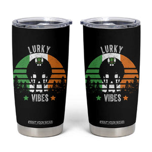 Funny St Patrick's Day Mothman Tumbler Cup Lurky Vibes Shamrock Retro Ireland Flag TS11 Black Print Your Wear