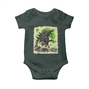 Funny St Patrick's Day Japanese Giant Monster Baby Onesie Vintage Shamrock Tsunami TS11 Print Your Wear