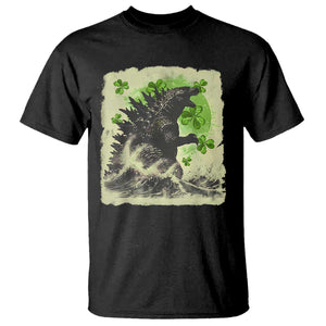 Funny St Patrick's Day Japanese Giant Monster T Shirt Vintage Shamrock Tsunami TS11 Black Print Your Wear