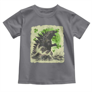 Funny St Patrick's Day Japanese Giant Monster Toddler T Shirt Vintage Shamrock Tsunami TS11 Charcoal Print Your Wear