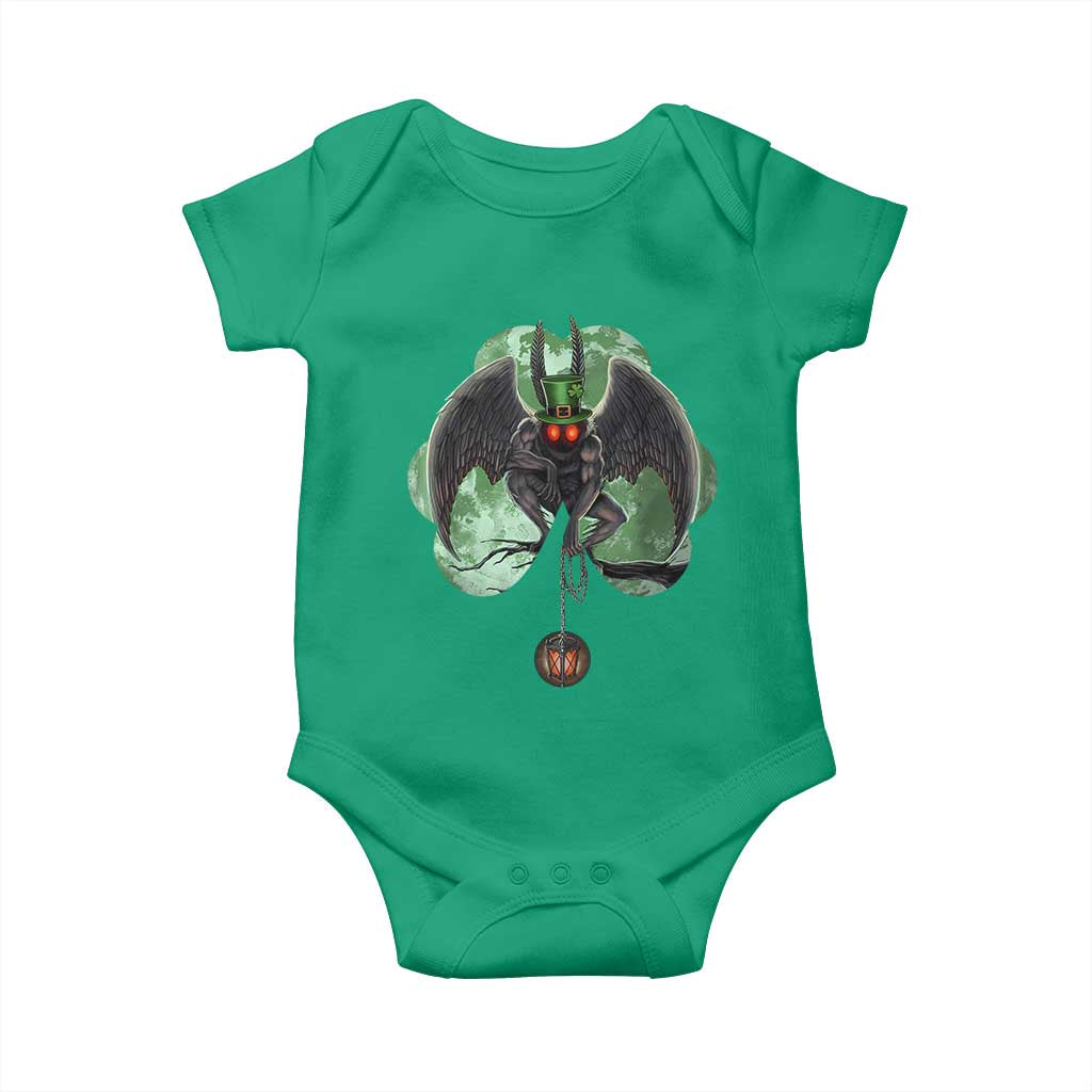 Funny St Patrick's Day Mothman Cryptid Creature Shamrock Baby Onesie TS11 Irish Green Print Your Wear