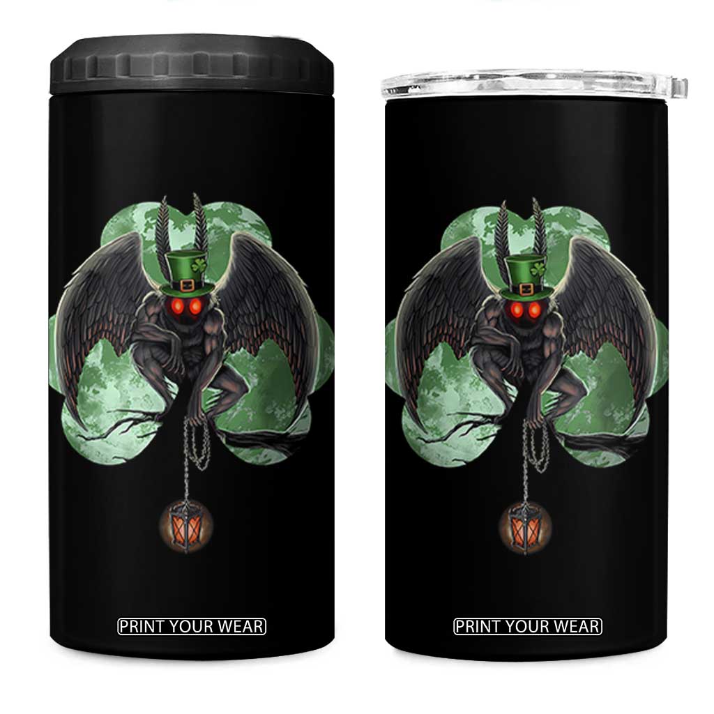 Funny St Patrick's Day Mothman Cryptid Creature Shamrock 4 in 1 Can Cooler Tumbler TS11 One Size: 16 oz Black Print Your Wear