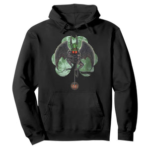 Funny St Patrick's Day Mothman Cryptid Creature Shamrock Hoodie TS11 Black Print Your Wear