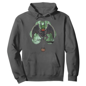 Funny St Patrick's Day Mothman Cryptid Creature Shamrock Hoodie TS11 Dark Heather Print Your Wear
