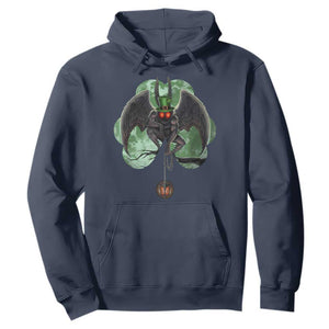 Funny St Patrick's Day Mothman Cryptid Creature Shamrock Hoodie TS11 Navy Print Your Wear