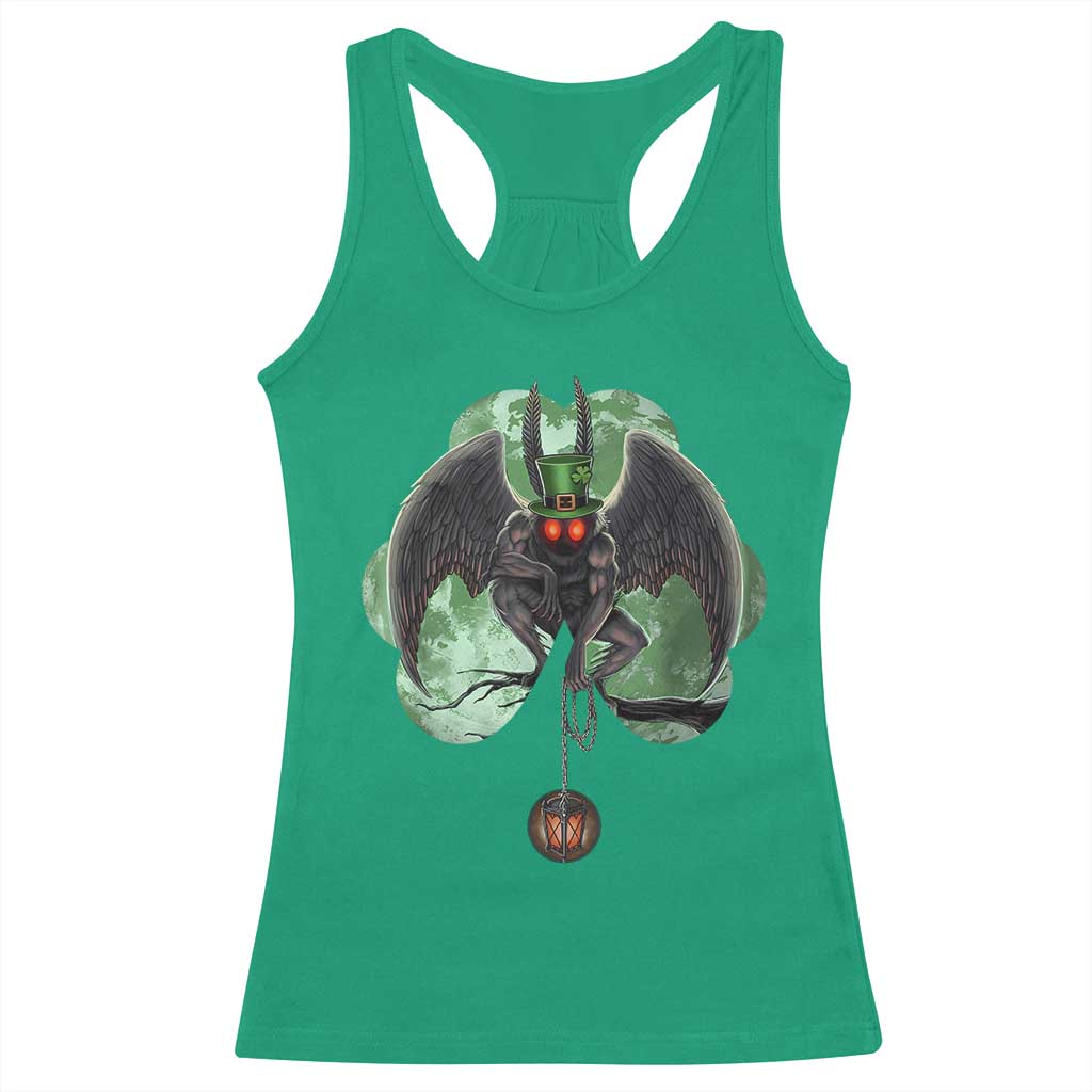 Funny St Patrick's Day Mothman Cryptid Creature Shamrock Racerback Tank Top TS11 Irish Green Print Your Wear