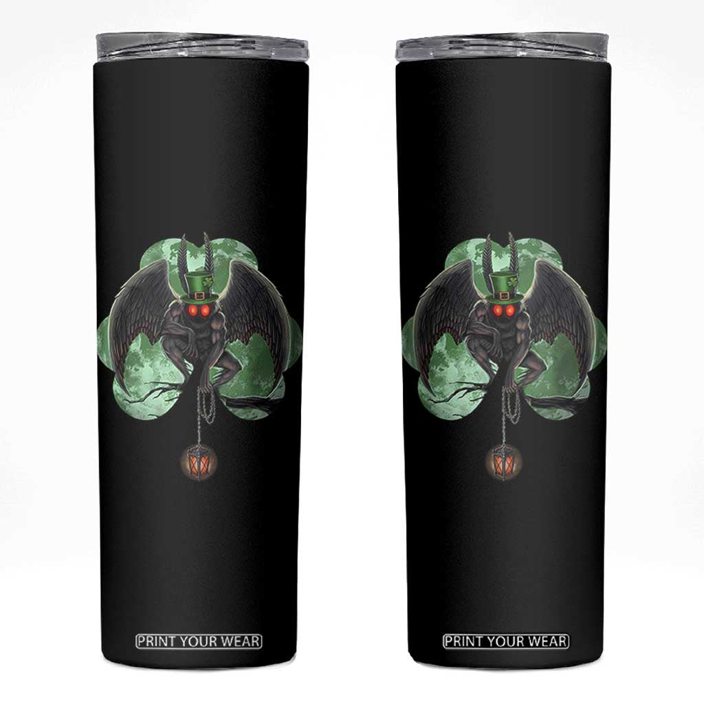 Funny St Patrick's Day Mothman Cryptid Creature Shamrock Skinny Tumbler TS11 Black Print Your Wear