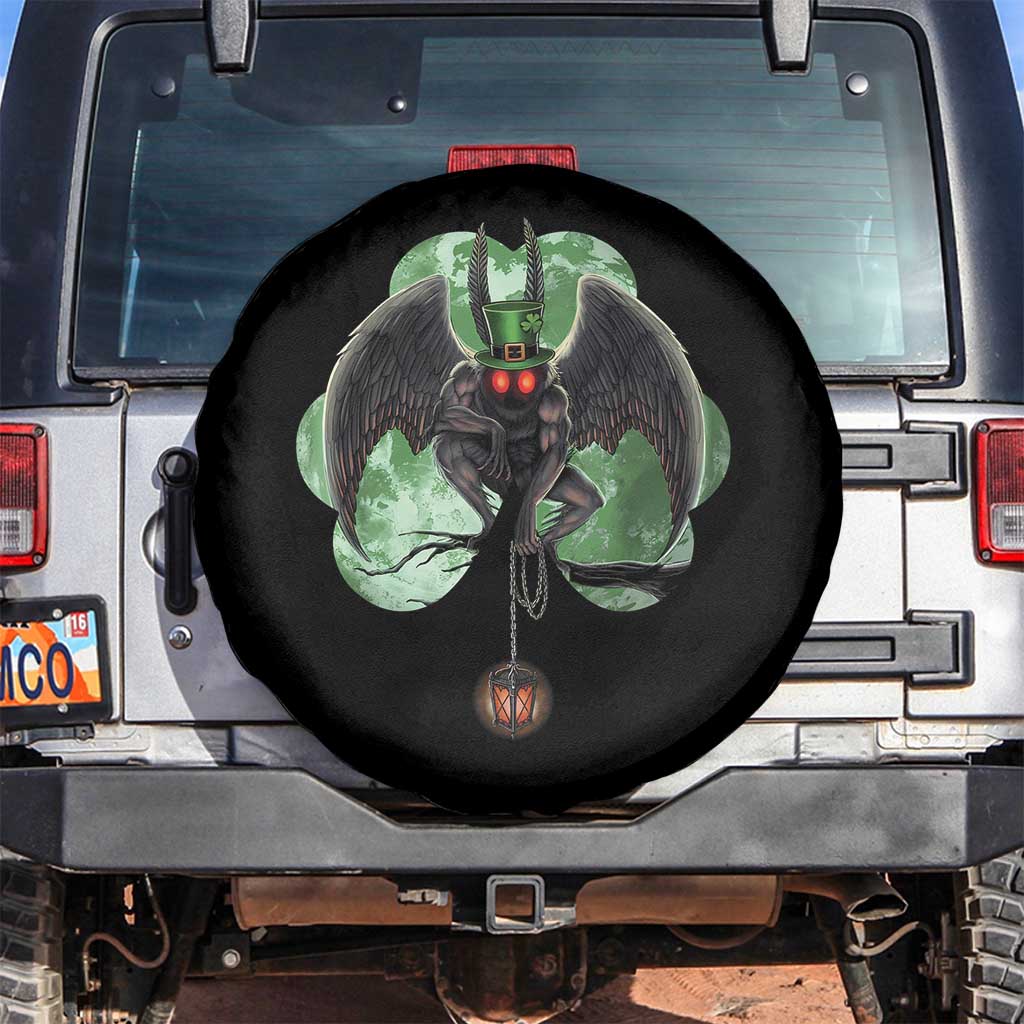 Funny St Patrick's Day Mothman Cryptid Creature Shamrock Spare Tire Cover TS11 No hole Black Print Your Wear