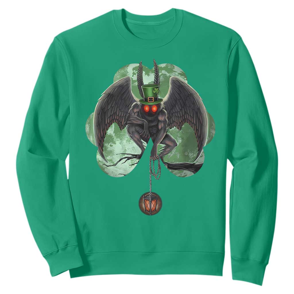 Funny St Patrick's Day Mothman Cryptid Creature Shamrock Sweatshirt TS11 Irish Green Print Your Wear