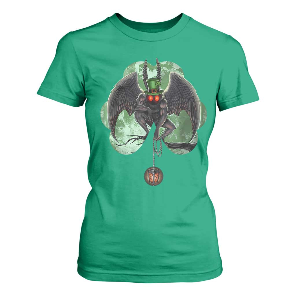 Funny St Patrick's Day Mothman Cryptid Creature Shamrock T Shirt For Women TS11 Irish Green Print Your Wear