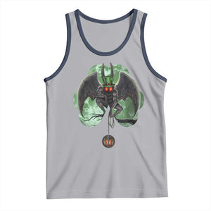 Funny St Patrick's Day Mothman Cryptid Creature Shamrock Tank Top TS11 Athletic Heather Navy Print Your Wear
