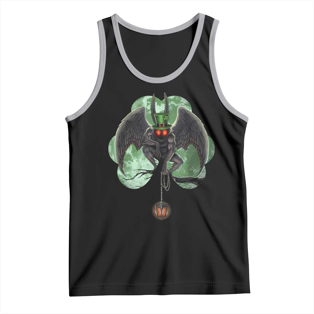 Funny St Patrick's Day Mothman Cryptid Creature Shamrock Tank Top TS11 Black Athletic Heather Print Your Wear
