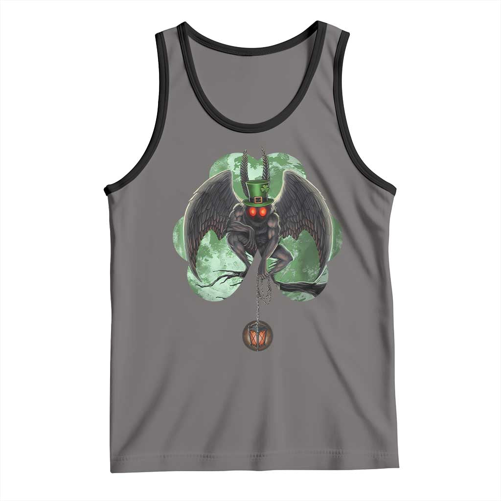 Funny St Patrick's Day Mothman Cryptid Creature Shamrock Tank Top TS11 Deep Heather Black Print Your Wear
