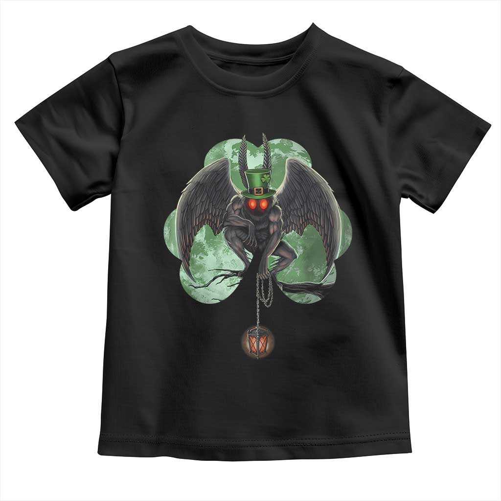 Funny St Patrick's Day Mothman Cryptid Creature Shamrock Toddler T Shirt TS11 Black Print Your Wear