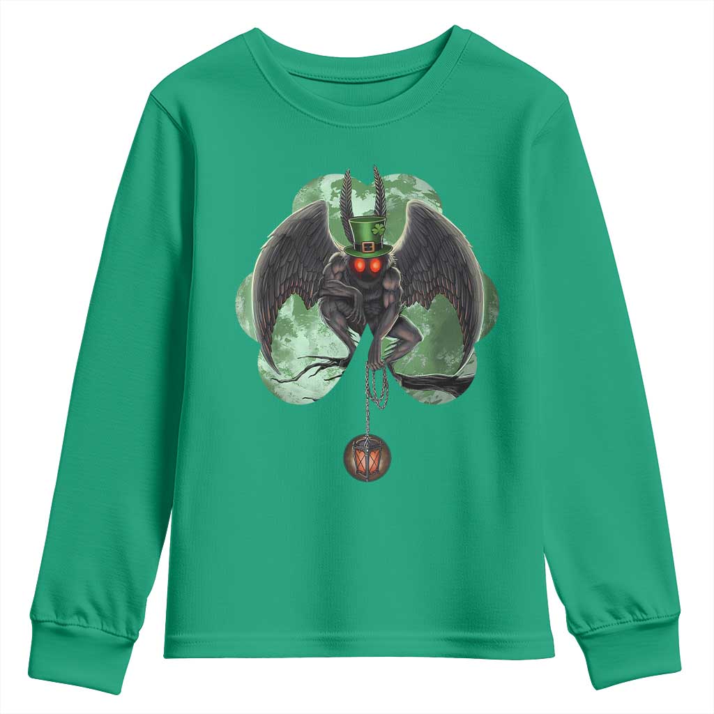 Funny St Patrick's Day Mothman Cryptid Creature Shamrock Youth Sweatshirt TS11 Irish Green Print Your Wear