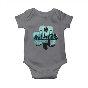 Funny Cryptid St Patrick's Day Baby Onesie Bigfoot Mothman Aliens Shamrock TS11 Charcoal Print Your Wear