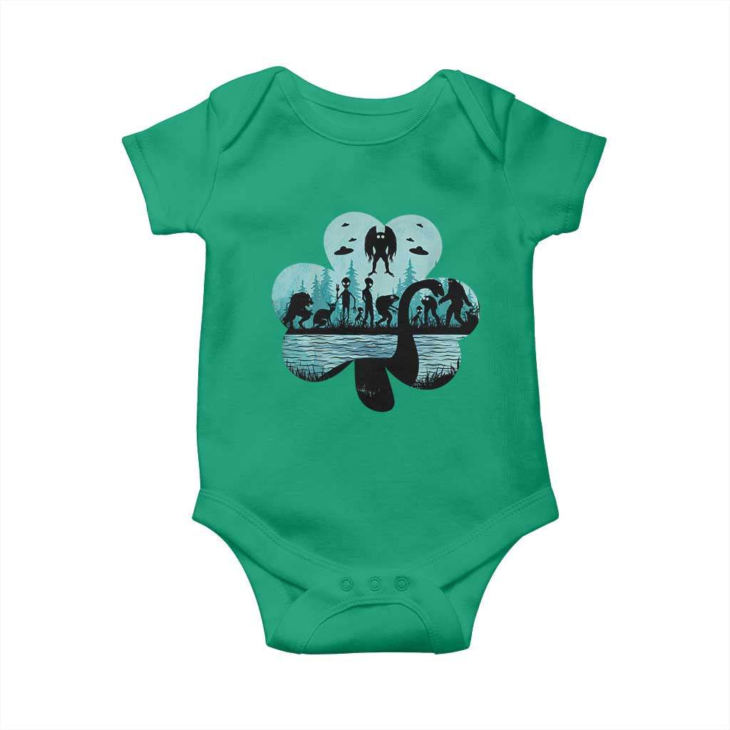 Funny Cryptid St Patrick's Day Baby Onesie Bigfoot Mothman Aliens Shamrock TS11 Irish Green Print Your Wear