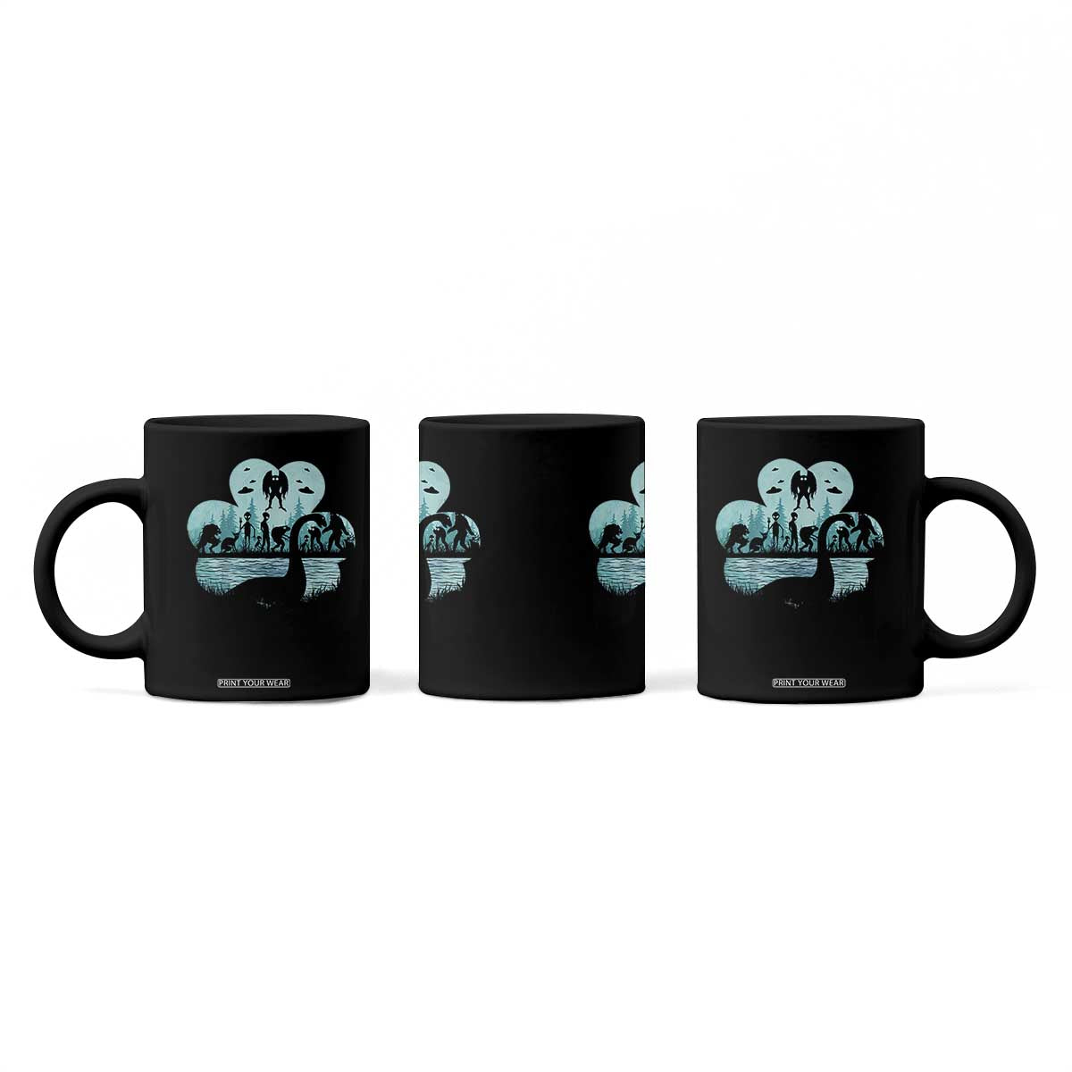 Funny Cryptid St Patrick's Day Coffee Mug Bigfoot Mothman Aliens Shamrock TS11 Print Your Wear