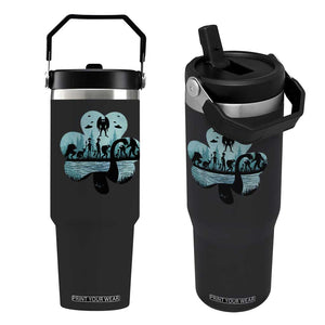 Funny Cryptid St Patrick's Day Flip Straw Tumbler Bigfoot Mothman Aliens Shamrock TS11 One Size: 30 oz Black Print Your Wear