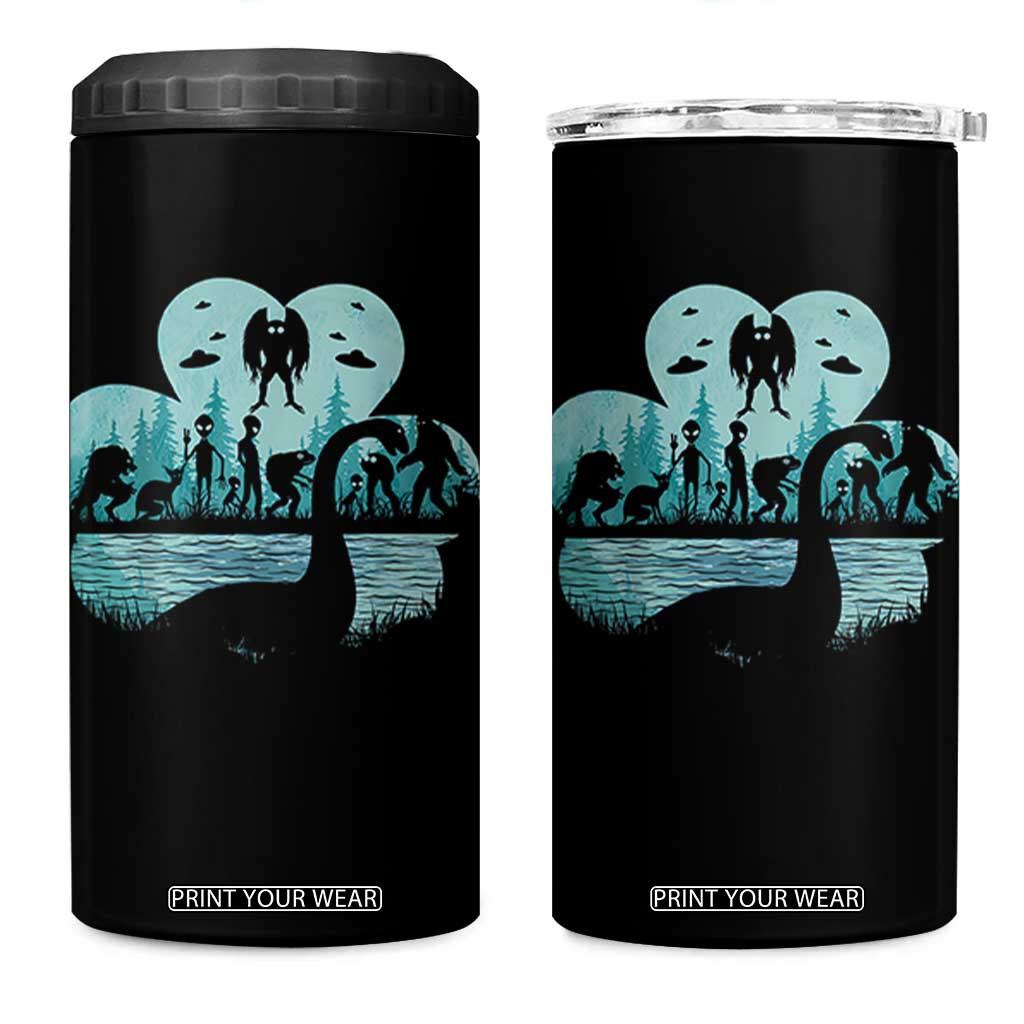 Funny Cryptid St Patrick's Day 4 in 1 Can Cooler Tumbler Bigfoot Mothman Aliens Shamrock TS11 One Size: 16 oz Black Print Your Wear
