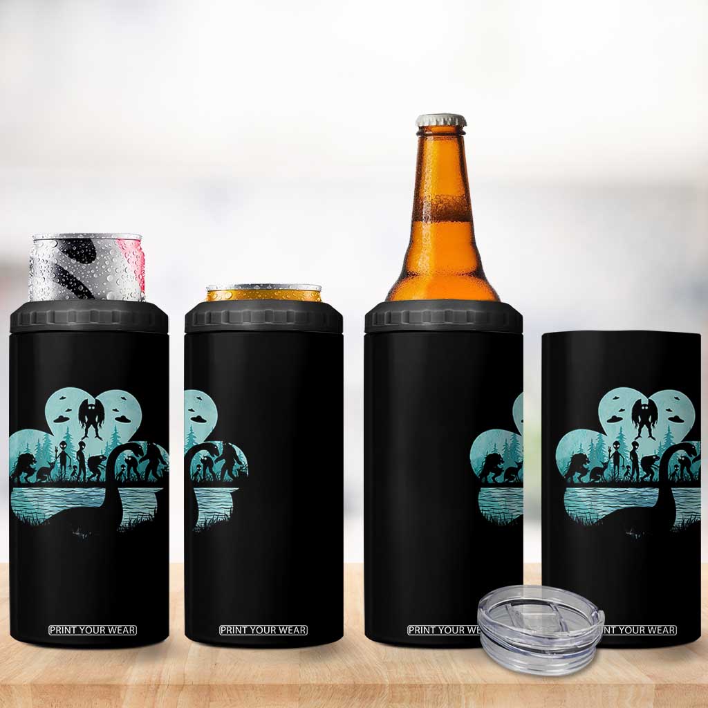 Funny Cryptid St Patrick's Day 4 in 1 Can Cooler Tumbler Bigfoot Mothman Aliens Shamrock TS11 Print Your Wear