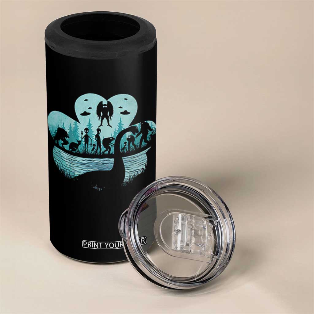 Funny Cryptid St Patrick's Day 4 in 1 Can Cooler Tumbler Bigfoot Mothman Aliens Shamrock TS11 Print Your Wear