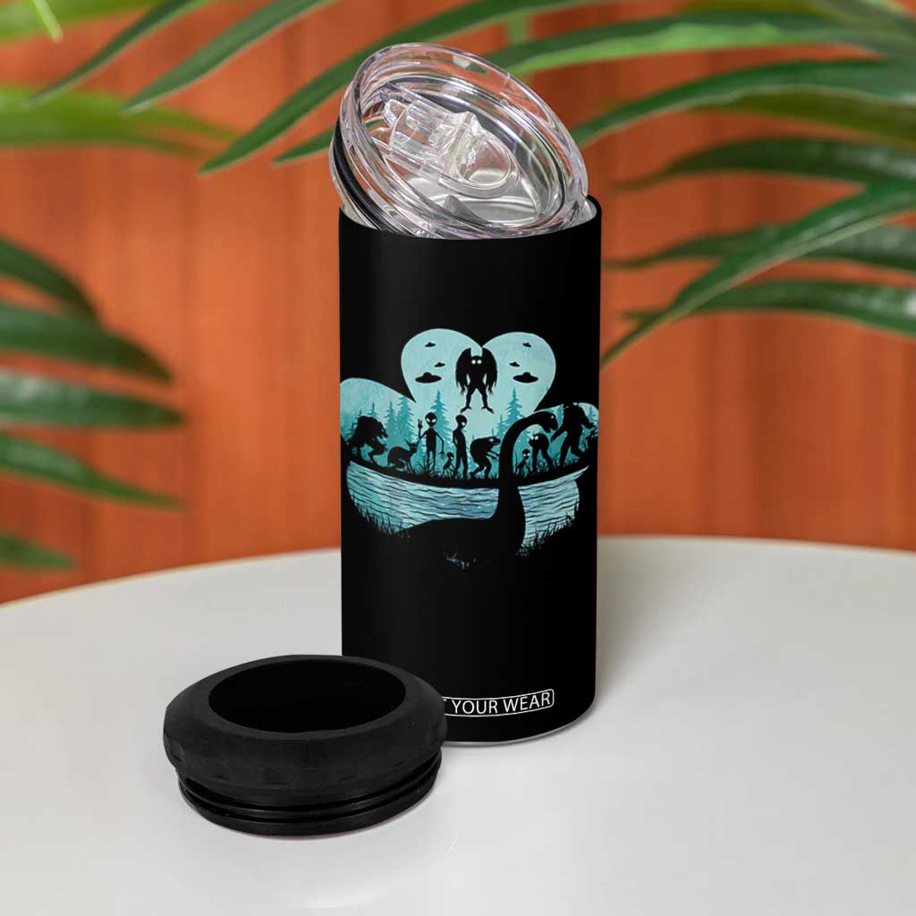 Funny Cryptid St Patrick's Day 4 in 1 Can Cooler Tumbler Bigfoot Mothman Aliens Shamrock TS11 Print Your Wear