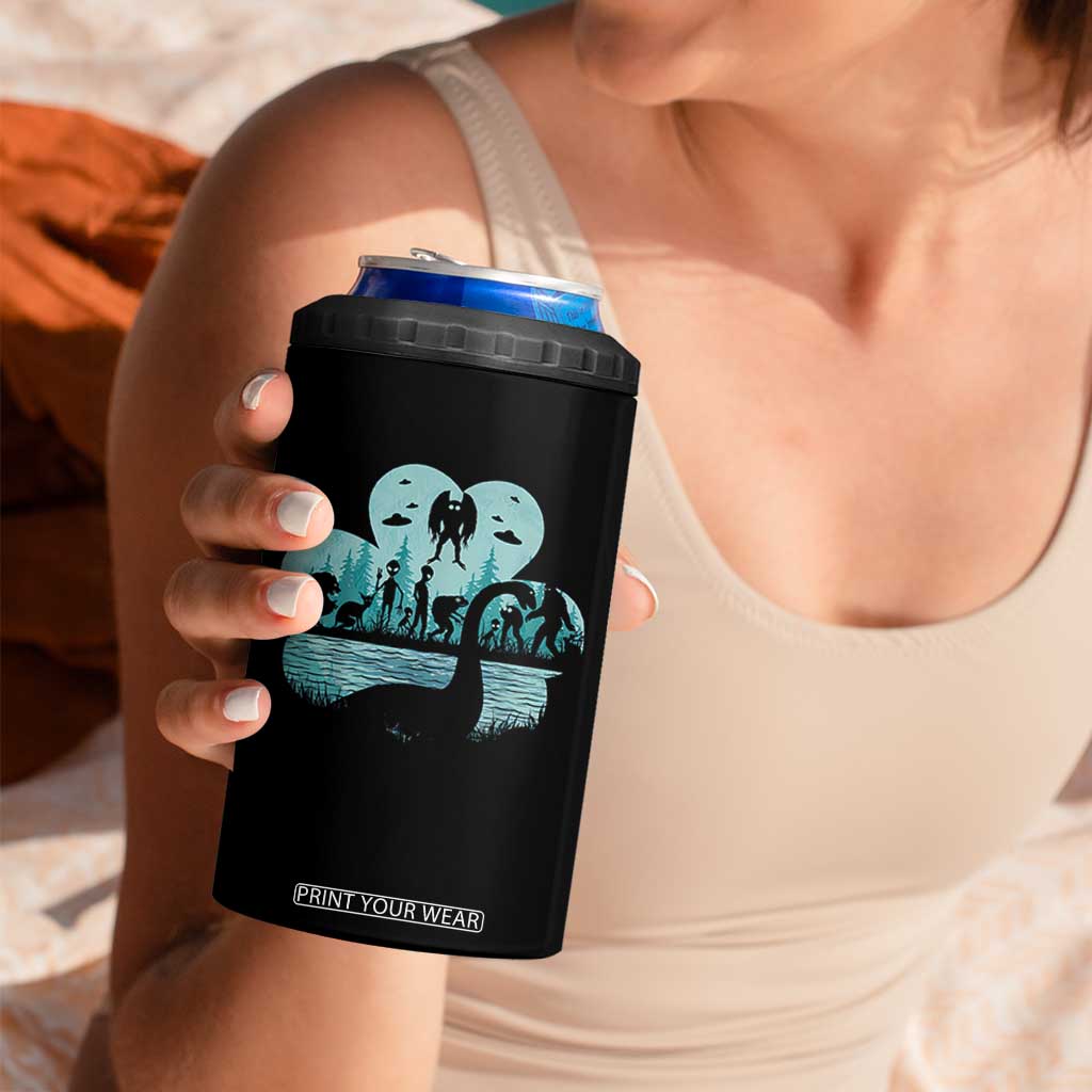 Funny Cryptid St Patrick's Day 4 in 1 Can Cooler Tumbler Bigfoot Mothman Aliens Shamrock TS11 Print Your Wear