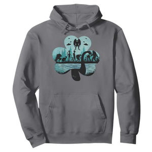 Funny Cryptid St Patrick's Day Hoodie Bigfoot Mothman Aliens Shamrock TS11 Charcoal Print Your Wear