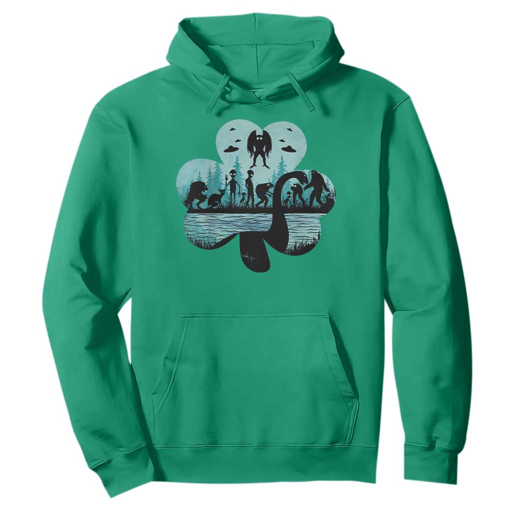 Funny Cryptid St Patrick's Day Hoodie Bigfoot Mothman Aliens Shamrock TS11 Irish Green Print Your Wear