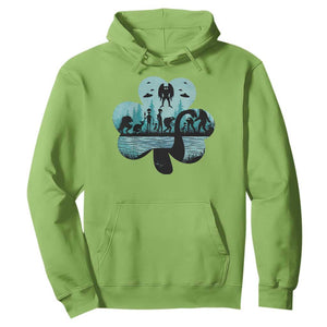 Funny Cryptid St Patrick's Day Hoodie Bigfoot Mothman Aliens Shamrock TS11 Lime Print Your Wear