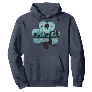 Funny Cryptid St Patrick's Day Hoodie Bigfoot Mothman Aliens Shamrock TS11 Navy Print Your Wear