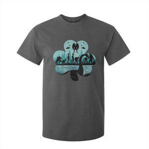 Funny Cryptid St Patrick's Day T Shirt For Kid Bigfoot Mothman Aliens Shamrock TS11 Dark Heather Print Your Wear