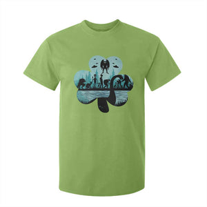 Funny Cryptid St Patrick's Day T Shirt For Kid Bigfoot Mothman Aliens Shamrock TS11 Lime Print Your Wear