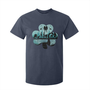 Funny Cryptid St Patrick's Day T Shirt For Kid Bigfoot Mothman Aliens Shamrock TS11 Navy Print Your Wear