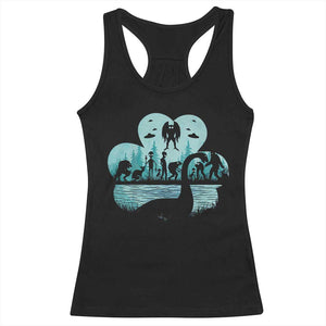 Funny Cryptid St Patrick's Day Racerback Tank Top Bigfoot Mothman Aliens Shamrock TS11 Black Print Your Wear