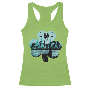 Funny Cryptid St Patrick's Day Racerback Tank Top Bigfoot Mothman Aliens Shamrock TS11 Lime Print Your Wear