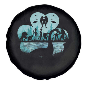 Funny Cryptid St Patrick's Day Spare Tire Cover Bigfoot Mothman Aliens Shamrock TS11 Print Your Wear