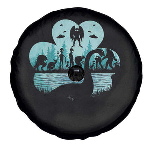 Funny Cryptid St Patrick's Day Spare Tire Cover Bigfoot Mothman Aliens Shamrock TS11 Print Your Wear