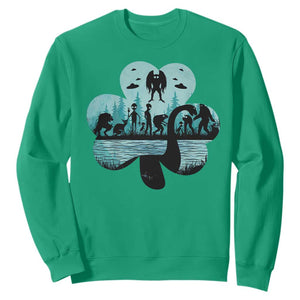 Funny Cryptid St Patrick's Day Sweatshirt Bigfoot Mothman Aliens Shamrock TS11 Irish Green Print Your Wear
