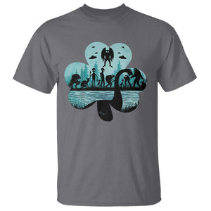 Funny Cryptid St Patrick's Day T Shirt Bigfoot Mothman Aliens Shamrock TS11 Charcoal Print Your Wear