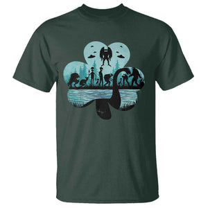 Funny Cryptid St Patrick's Day T Shirt Bigfoot Mothman Aliens Shamrock TS11 Dark Forest Green Print Your Wear