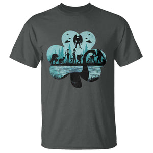 Funny Cryptid St Patrick's Day T Shirt Bigfoot Mothman Aliens Shamrock TS11 Dark Heather Print Your Wear