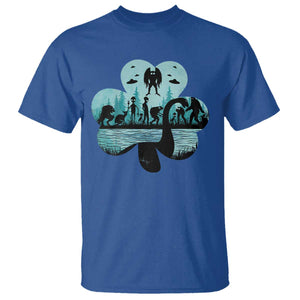 Funny Cryptid St Patrick's Day T Shirt Bigfoot Mothman Aliens Shamrock TS11 Royal Blue Print Your Wear