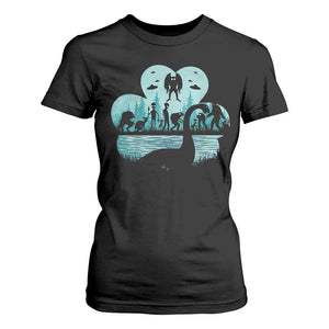 Funny Cryptid St Patrick's Day T Shirt For Women Bigfoot Mothman Aliens Shamrock TS11 Black Print Your Wear