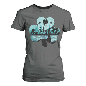 Funny Cryptid St Patrick's Day T Shirt For Women Bigfoot Mothman Aliens Shamrock TS11 Dark Heather Print Your Wear