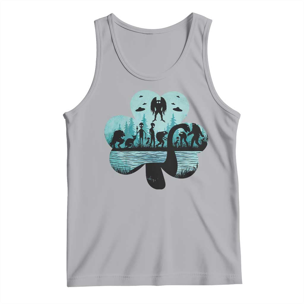 Funny Cryptid St Patrick's Day Tank Top Bigfoot Mothman Aliens Shamrock TS11 Athletic Heather Print Your Wear