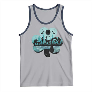 Funny Cryptid St Patrick's Day Tank Top Bigfoot Mothman Aliens Shamrock TS11 Athletic Heather Navy Print Your Wear