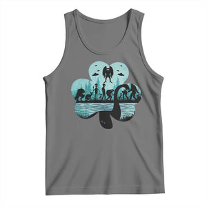 Funny Cryptid St Patrick's Day Tank Top Bigfoot Mothman Aliens Shamrock TS11 Black Heather Print Your Wear